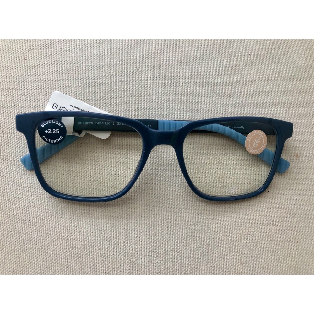 NEW Peepers Blue Wally Light Filtering Reading Glasses +2.25